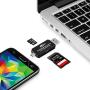 Micro USB OTG to USB 2.0 Adapter, SD/Micro SD Card Reader with Standard USB Male & Micro USB Male Connector for Smartphones/Tablets with OTG Function