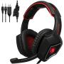 Sades SPIRITWOLF 3.5mm Version PC Over-Ear Stereo Gaming Headset Headband Headphones with Mic, Noise Reduction, Volume Control, LED Light for Computer Gamers(Black Red)