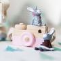 Liangxiang Wooden Mini Camera Toy Pillow Kids Room Hanging Decor Portable Toy Gift Black Color