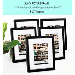 CAVEPOP 8x10 Black Picture Frame with Mat Set of 5, Made to Display 8x10” Without Mat, 5x7 with Mat - Large Wall Hanging Photo Frames, Collage Picture Frame Sets