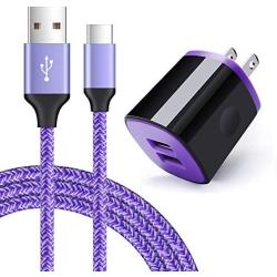 Type C Phone Charger, AndHot USB Wall Adapter Plug + 6ft C Charger Cable Compatible with LG Stylo 5 4 G8 G7 V50 V40 V35 ThinQ Q7 Plus V30 V20 G6 G5, Samsung Galaxy A50 10E A20 A80, OnePlus 7 Pro 6T 5