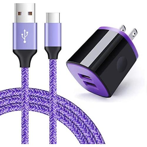 Type C Phone Charger, AndHot USB Wall Adapter Plug + 6ft C Charger Cable Compatible with LG Stylo 5 4 G8 G7 V50 V40 V35 ThinQ Q7 Plus V30 V20 G6 G5, Samsung Galaxy A50 10E A20 A80, OnePlus 7 Pro 6T 5