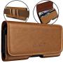 De-Bin iPhone 11 Pro Max, iPhone Xs Max 7 Plus 8 Plus 6s Plus Holster, Belt Case with Clip Cell Phone Pouch Belt Holder for iPhone 11 Pro Max (Fits Phone w/Otterbox Lifeproof Battery Case on) Brown