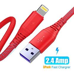 3Pack 1ft Charger Cable CABEPOW for Long 1 Foot iPhone Charger Cord/Data Sync Fast iPhone USB Charging Cable Cord Compatible for iPhone X Case/8/8 Plus/7/7 Plus/6/6s Plus/5s/5,iPad Mini Case(Red)