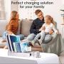 TIMSTOOL 6 USB Charging Station for Multiple Devices - No Buzz - LED Indication - Smart Fast Charging Dock Compatible with iPhone iPad Cellphone Silver