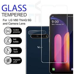 LG V60 ThinQ Screen Protector + Camera Lens Protectors by YEYEBF,[2+2 Pack] Tempered Glass Screen Protector[Bubble-Free][Anti-Scratch][Case-Friendly]