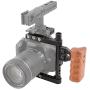 CAMVATE DSLR Video Camera Cage Stabilizer Rig with Wooden Handle for Canon Nikon Sony