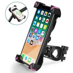 QMEET Bike Phone Mount 360°Rotation, Bike Phone Holder for iPhone Android GPS Other Devices Between 3.5 to 6.5 inches (Black Pink)