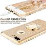 Cute iPhone 8 Plus Case, Cute iPhone 7 Plus Case, Glitter Luxury Bling Diamond Rhinestone Bumper with Ring Grip Kickstand Protective Thin Girly Gold iPhone 8 Plus/ 7 Plus Case for Women Girl - Gold