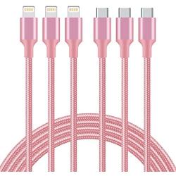 Phone 11 Charger, USB C to Charging Cable [3ft 6ft 10ft] Powerline for Phone 11/11 Pro/11 Pro Max/X/XS/XR/XS Max/8/8 Plus, Supports Power Delivery（Rose）