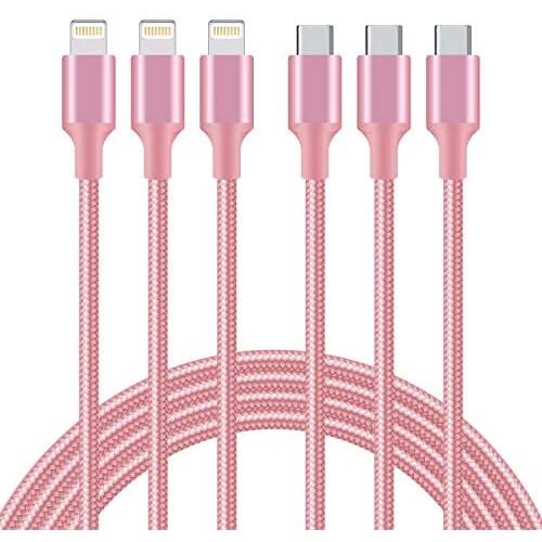 Phone 11 Charger, USB C to Charging Cable [3ft 6ft 10ft] Powerline for Phone 11/11 Pro/11 Pro Max/X/XS/XR/XS Max/8/8 Plus, Supports Power Delivery（Rose）