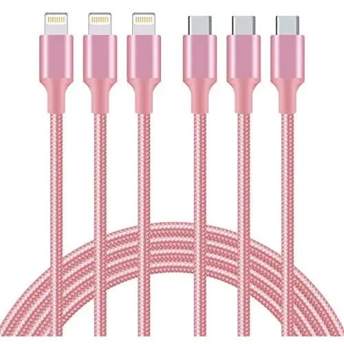Phone 11 Charger, USB C to Charging Cable [3ft 6ft 10ft] Powerline for Phone 11/11 Pro/11 Pro Max/X/XS/XR/XS Max/8/8 Plus, Supports Power Delivery（Rose）