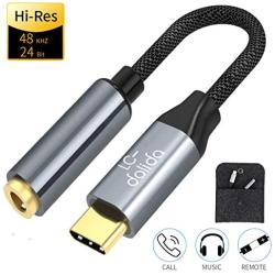 USB C to 3.5MM, USB C Headphone Adapter Aux Audio Dongle, Headphone Adapter for Pixel 4, Nylon Cable DAC Adapter Compatible with Note 10, iPad Pro, HTC U11 and Most USB C Smart Phones