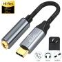USB C to 3.5MM, USB C Headphone Adapter Aux Audio Dongle, Headphone Adapter for Pixel 4, Nylon Cable DAC Adapter Compatible with Note 10, iPad Pro, HTC U11 and Most USB C Smart Phones