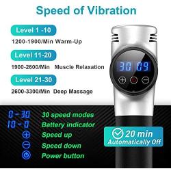 Muscle Massage Gun, Deep Tissue Percussion 30 Speed Massage Gun, Super Quiet Brushless Motor Handheld Body Massager with 7 Message Heads for Athletes Sport Training Stress Relief