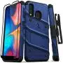 ZIZO Bolt Series for Samsung Galaxy A20 Case | Heavy-Duty Military-Grade Drop Protection w/Kickstand Included Belt Clip Holster Tempered Glass Lanyard Galaxy A50 - Blue