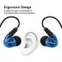 KINVOCA Wired Sport Earphones Stay in Ears for Running Gym Workout Exercise Jogging, Comfortable Earhook Headphones with Microphone and Volume, Bass Noise Isolating Over Ear in-Ear Earbuds Blue