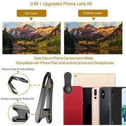 Phone Camera Lens,Upgraded 3 in 1 Phone Lens kit-198° Fisheye Lens + Macro Lens + 120° Wide Angle Lens,Clip on Cell Phone Lens Kits Compatible with iPhone,iPad,Most Android Phones and Smartphones