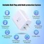 Wall Charger with USB Ports, Costyle 5 Pack 30W 2 Ports Fast Charge QC 3.0 & 5V 2.4A Adaptive Fast Charging Block Compatible for Samsung Galaxy S9 S8, iPhone Xs 8 7 Plus, Wireless Charger (White)