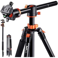 K&F Concept 72 Inch Camera Tripod, S211 Transverse Center Column Aluminium Professional DSLR Tripod with 360 Degree Ball Head,Quick Release Plate,Detachable Monopod 10kg Load for Travel and Work