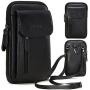 VIIGER Cell Phone Purse Small Crossbody Purse Mens Crossbody Phone Pouch Case Leather Belt Pouch Belt Holder Holster Belt Loop Bag Messenger Wallet for iPhone 11 Pro Max/Xs Max/7 Plus/8 Plus, Black