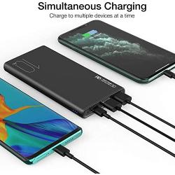 TOZO WB1 Portable Charger 10000mAh Super slim and light Fast Power bank 18W PD+Quick Charge 3.0 High-Speed Charging External Battery Pack with USB C Input/Output for iPhone,iPad,Samsung and more Black