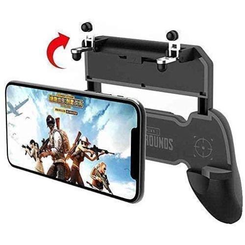 CQLEK Gamepad Playground 2 in 1 Mobile Remote Controller Holder Handle Joystick Triggers for PUBG L1 R1 Shoot Aim Button for iOS and Android - Black