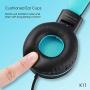 Kids Headphones - noot products K11 Foldable Stereo Tangle-Free 3.5mm Jack Wired Cord On-Ear Headset for Children/Boys/Girls/iPad/School/Kindle/Airplane/Plane/Tablet (Black)