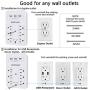 Multi Plug Outlet, Surge Protector, POWLIGHT USB Wall Charger with 3 USB Ports(Smart 3.4A Total), 6-Outlet Extender and Top Phone Holder for Your Cell Phone, White, ETL Listed