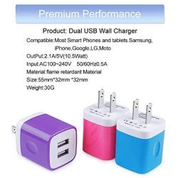 USB Wall Charger,Charging Block 3-Pack 2.1A Dual Port USB Wall Charging Plug Head Travel Charger Cube Compatible for iPhone 11,Xs,XR,Xs Max,X,8 7 6 Plus,Samsung Galaxy,LG,Moto,Google,Android Phone