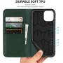 SHIELDON iPhone 11 Pro Max Case, Genuine Leather Wallet Auto Sleep Wake Case Folio Stand RFID Blocking Credit Card Slot Magnetic Protective Cover Compatible with iPhone 11 Pro Max - Midnight Green