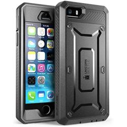 iPhone 5S Case, SUPCASE Heavy Duty Belt Clip Holster Compatible with iPhone 5 Unicorn Beetle PRO Series Full-Body Rugged Hybrid Protective Cover with Built-in Screen Protector (Black/Black)