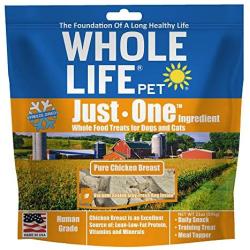 Whole Life Pet Healthy Dog and Cat Treats Value Pack, Human-Grade Whole Chicken Breast, Protein Rich for Training, Picky Eaters, Digestion, Weight Control, Made in the USA, 21 Ounce