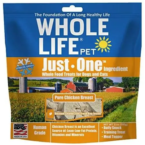 Whole Life Pet Healthy Dog and Cat Treats Value Pack, Human-Grade Whole Chicken Breast, Protein Rich for Training, Picky Eaters, Digestion, Weight Control, Made in the USA, 21 Ounce