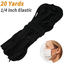 Elastic String for Masks, High Elasticity 20 Yards 1/4 Inch Elastic String Cord Bands Rope for Sewing, Earloop Stretch Elastic Thread for Crafts DIY Making Masks, Handmade String for Sewing (Black)