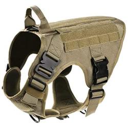 Pawtrender Tactical Dog Harness Vest No Pull with Handle Front Clip Military Training Harness with Metal Buckles for Medium Large Dogs