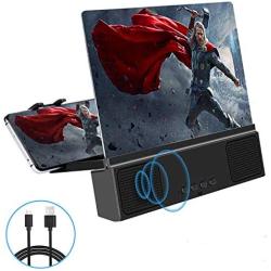 3D Phone Screen Amplifier, 12" HD Screen Amplifier with Bluetooth Spearker Anti-Blue Light Cell Phone Stands.Projector  Amplifier for Movies,Videos,and Gaming–Supports All Smartphones