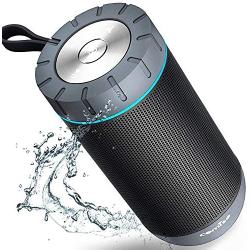 COMISO Waterproof Bluetooth Speakers Outdoor Wireless Portable Speaker with 20 Hours Playtime Superior Sound for Camping, Beach, Sports, Pool Party, Shower (Dark Grey)