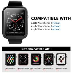 [2 Pack] L K Case for Apple Watch 42mm Series 1/2/3 Built-in Tempered Glass Screen Protector, All-Around Ultra-Thin Bumper Full Cover Hard PC Protective Case for iWatch 42MM - Black