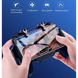 PUBG Mobile Game Controller, LEIZHAN Gamepad Grip Game Trigger Joystick with Cooling Fan for 4.7-6.5 Inch Android & iOS Phones (Upgraded Version)