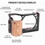 SMALLRIG Camera A6500 Cage Kit with Wooden Handle Hand Grip for Sony Alpha A6500/ILCE-6500 4K Digital Mirrorless Camera - 2097