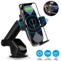 Wireless Car Charger Mount, HonShoop Auto-Clamping Qi 10W 7.5W Fast Charging Car Phone Holder Air Vent Compatible with iPhone X/XR/Xs/Xs Max/8/8 Plus ect