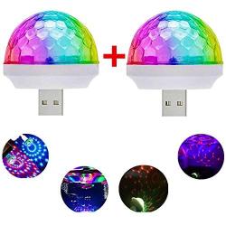 USB Mini Voice-Activated Magic Ball Light, Disco Ball Light, Mini Portable Strobe Light, LED Car USB Atmosphere Light, Suitable for Christmas/Halloween/Home Interior Decoration, Etc. White(2 pcs)