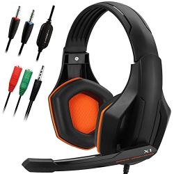 Gaming Headset,DLAND 3.5mm Wired Bass Stereo Noise Isolation Gaming Headphones with Mic for Laptop Computer, Cellphone, PS4 and so on- Volume Control (Black and Orange)