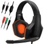Gaming Headset,DLAND 3.5mm Wired Bass Stereo Noise Isolation Gaming Headphones with Mic for Laptop Computer, Cellphone, PS4 and so on- Volume Control (Black and Orange)