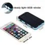 Solar Charger Solar Power Bank 20000mAh Waterproof Portable External Backup Outdoor Cell Phone Battery Charger with Dual LED Flashlight Solar Panel for iPhone Android Cellphones (Black & Blue)