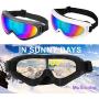 LJDJ Ski Goggles, Pack of 2 - Snowboard Adjustable UV 400 Protective Motorcycle Goggles Outdoor Sports Tactical Glasses Dust-Proof Combat Military Sunglasses for Kids Boys Girls Youth Men Women