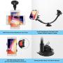 IPOW Upgraded Truck Phone Mount Holder Universal 11 Inches Long Arm Windshield Dashboard Car Mount Cradle with Adjustable X Clamp&Ultra Dashboard Base for Smartphones