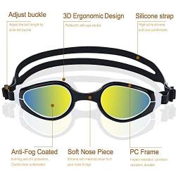Uniswim One-Piece Swimming Goggles UV Protection Professional Clear Swim Goggles Anti Fog No Leaking UV Protection Outdoor Triathlon Training Swim Goggles Comfortable for Adults Men Women Youth