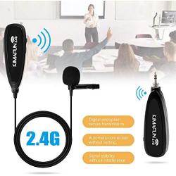 Wireless Microphone System,KIMAFUN 2.4G Wireless Lavalier Microphone with Lavalier Lapel Mics,Wireless Transmitter & Receiver for Computer,Speaker,Phone,Camera,Teaching and Public Speaking,G130